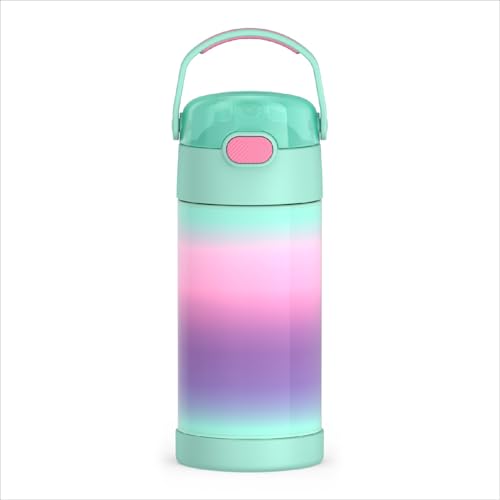 Image of THERMOS FUNTAINER Water Bottle with Straw, 12oz, Mint Ombre | Kids Stainless Steel Insulated Water Bottle, Keeps Drinks Cold Longer for School & Play, BPA-Free