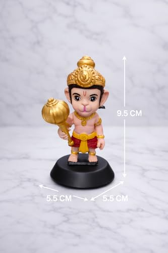 Image of Hanuman Ji Idol for Car Dashboard, Premium Polyresin Bajrangbali Murti with Double Sided Tape Base, Hanuman Murti for Home Temple, Office Desk, Car Decor, Vastu Gift, Multicolor