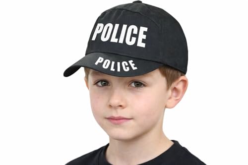 NuJake Chapeaux réglables pour enfants en 3 designs SWAT FBI et Police Casquette de baseball pour enfants 5-10 ans, Noir , 5-10 Years