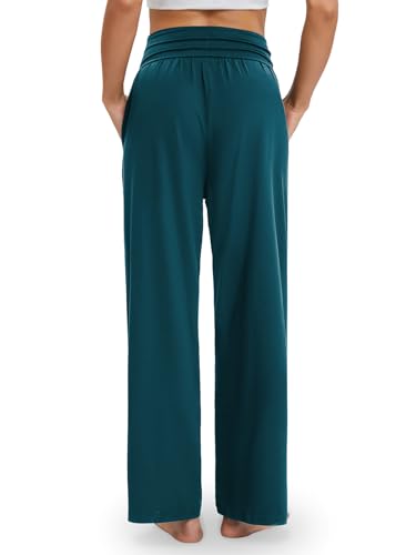 Image of Gracyoga Wide Leg Yoga Pants for Women Casual Loose Cozy Sweatpants High Waisted Lounge Pajama Flowy Pants With Pockets