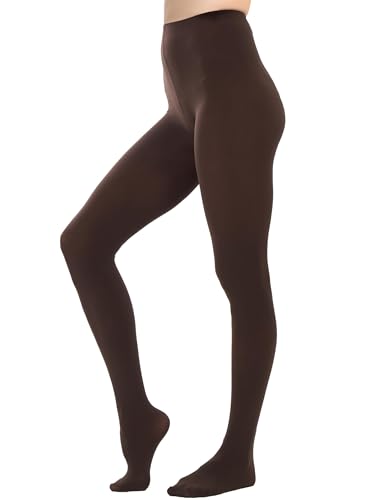 HeyUU Medias opacas para mujer de 80 DEN de microfibra (marrón, M)