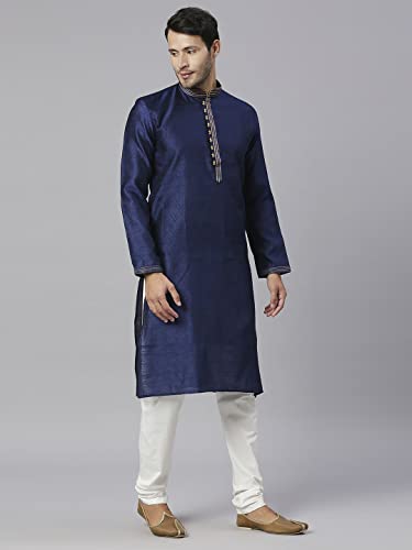 Image of Rajubhai Hargovindas Men's Jacquard Work Kurta Set