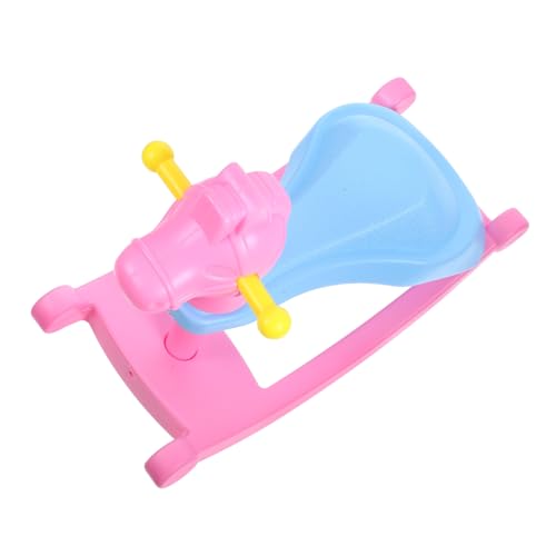 PERSELOSO Acessórios para bonecas móveis de bonecas mini cavalinho baloiço mini ornamento de cavalo balanço móveis da casa cavalo balanço em miniatura o plástico rosa