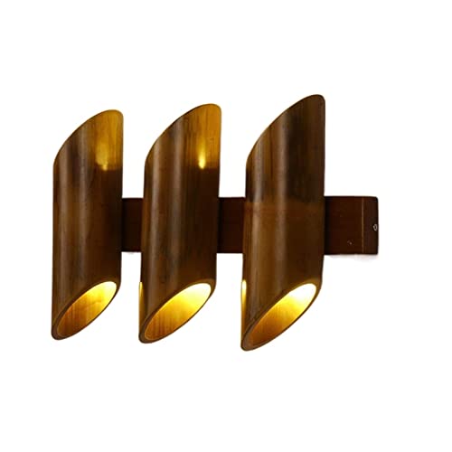Lampe murale en bambou rétro réglable E14 luminaire rustique