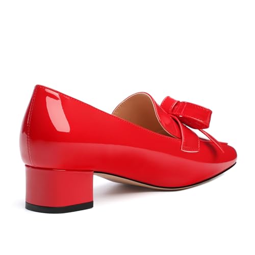 Image of Womens Loafer with Heel, Comfortable Chunky Heels for Women, Loafers Shoes with Bowknot Womens Bunion Dress Shoes