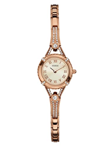 GUESS Women's U0135L3 Petite Embellished Crystal Rose Gold-Tone Watch