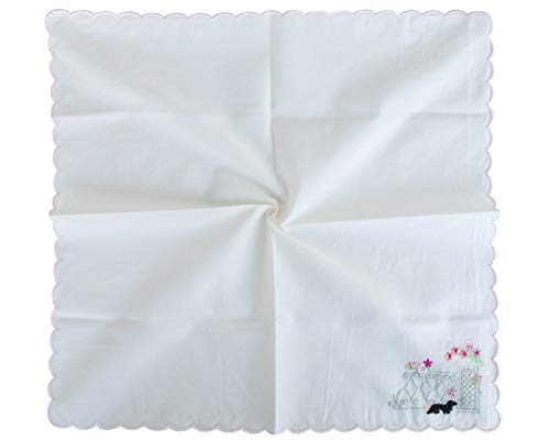 Ladies New Embroidered Cotton Soft Handkerchiefs Large 43cm x 43cm, 6 pack - Thumbnail 6