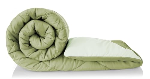 Image of Dream Living Microfibre All Season /AC /Summer Solid Reversible Single Bed Comforter Blanket (Light-Green-Single, Single-152X220)