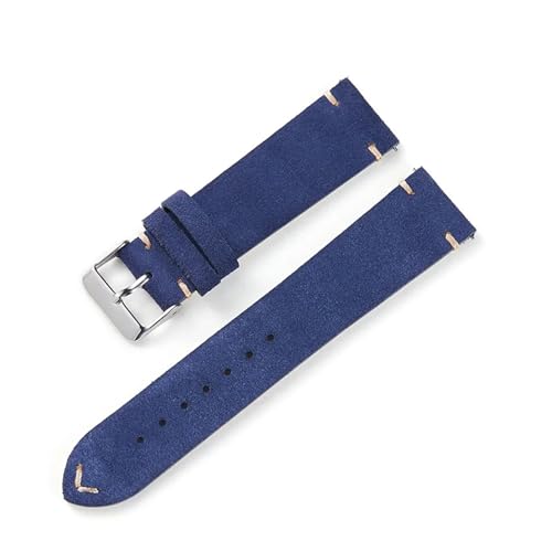 Bracelet de montre en daim souple bleu 20mm LUGEMA avec fixations rapides