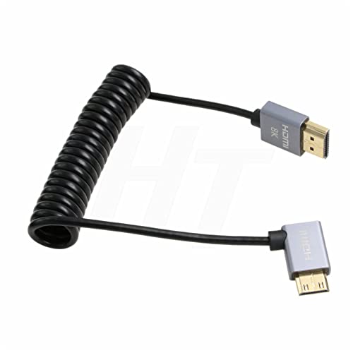 HangTon 4K 120fps 8K 60fps HDMI to Mini HDMI Cable for Canon EOS R RP 5DIV ATOMOS Ninja V Shinobi Nikon Z6 D750 Sony XR50 NEX Portkeys BM5 Monitor Type A C 2.1 Left Angle Coiled - Image 4