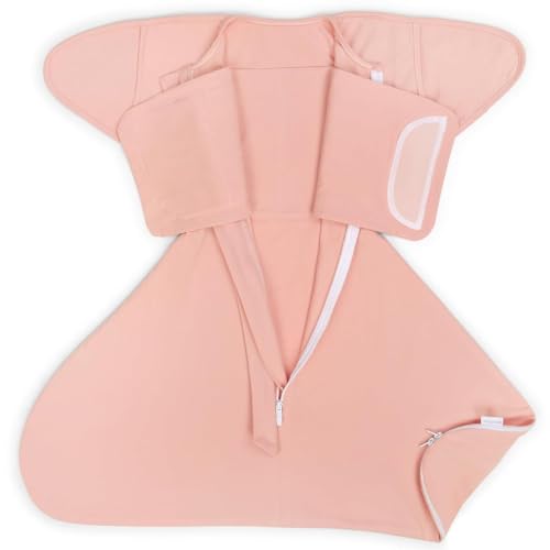 Image of Mikccer Baby Sleep Sack 0-3 months, Super Soft Swaddles for Newborns,2-Way Zipper Baby Swaddle,Newborn Swaddle Me for self-soothing,Easy Diaper Changes Pink Small