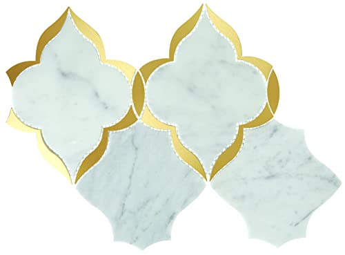 Daltile Lavaliere Carrara White/Brass Kapali Mosaic #TOP3