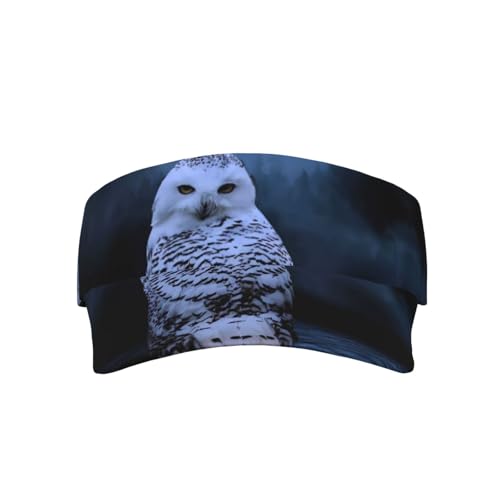 QAZWZML Visera deportiva estampada con diseño de búho en la noche con ala curvada ajustable para tenis, golf y correr, color negro