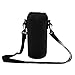 MagiDeal Portable Bouteille d' Transport Sac Isotherme pour Bouteille d'eau Support Housse Étui avec Bandoulière de 1000ml, Noir, 7,5 x 19 cm