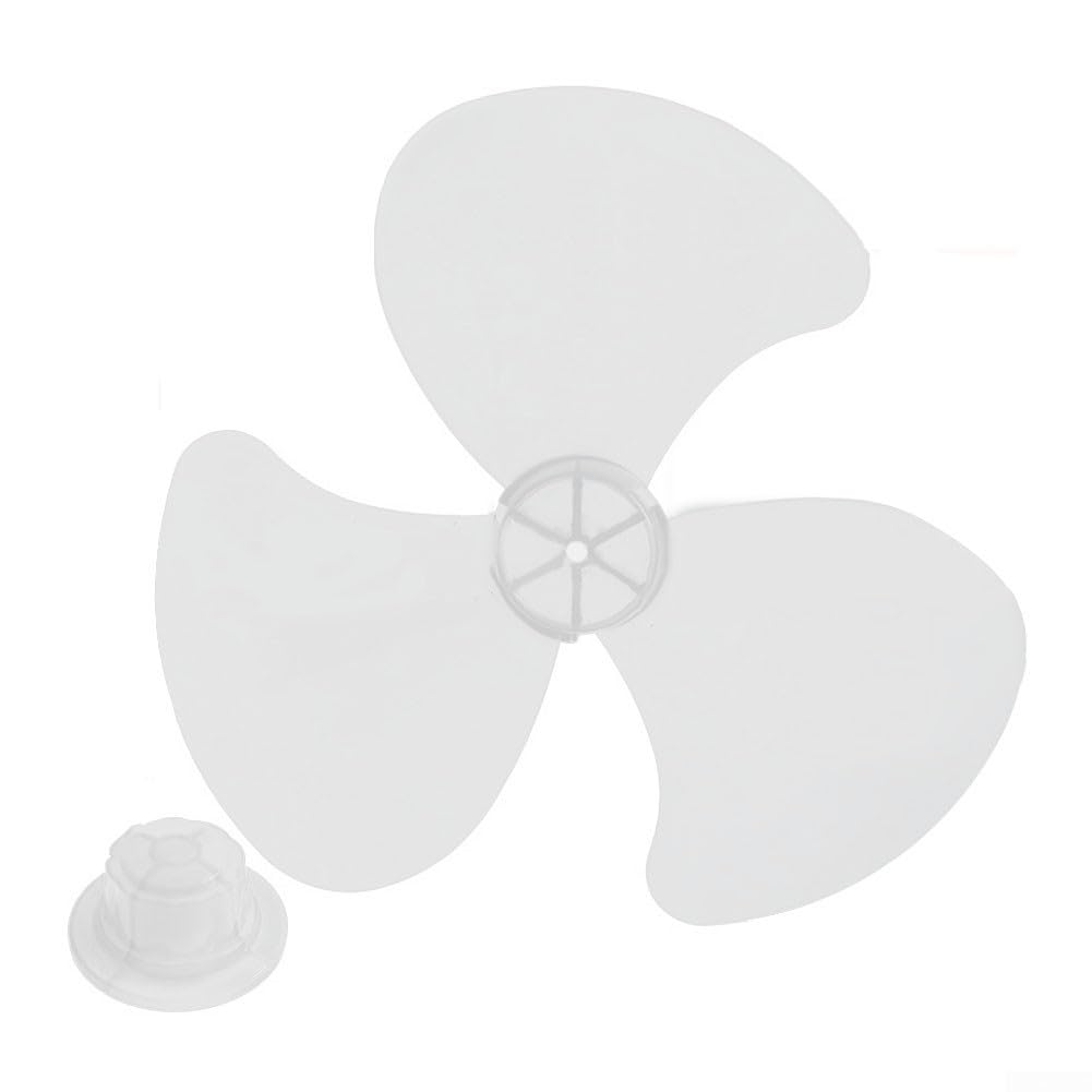 Replacement 16 Inch Fan Blade with Nut Cover, Plastic Three Leaves for Pedestal and Desk Fans (white)