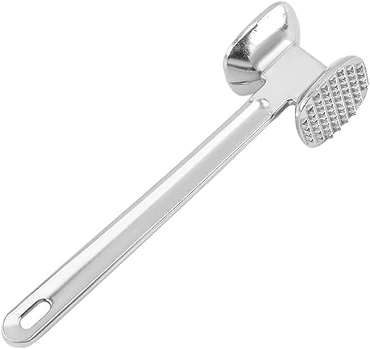 ZULAT Meat Tenderizer Hammer Tool Dual-Sided Nails Meat Steak Chicken Fish Meat Pounder with Aluminum Alloy Rubber Comfort Grip Handle Meat Tenderizer Tool Silver Aluminium.