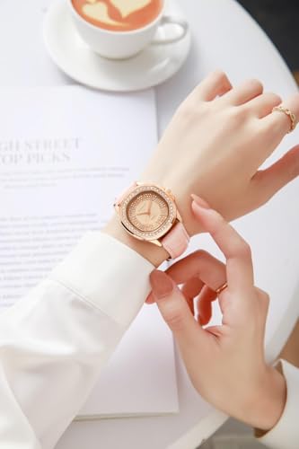 Image of Giordano Luxury Analog Watch for Women with Crystal-Studded Bezel & Leather Strap - Octagonal Case, Elegant Quartz Wristwatch