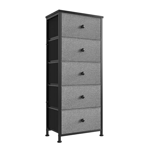 Catálogo para Comprar On-line Salas A Meses Sin Intereses los 10 mejores. 48 FABATO Comoda Cajonera para Recamara - 5 Cajones De Tela con Parte Superior de Madera, Marco De Acero Plegable - Tu Mueble Organizador con cajonera para Ropa para ordenar Tus...