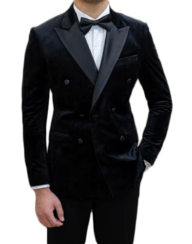 Men's Suede Leather Vintage Casual Sport Coats Double Breasted Two Button Suit Jacket Slim Fit Blazer with Satin Collar