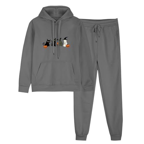 Womens Halloween Sweatsuits 2 Piece Fashion Funny Graphic Hoodies Sweatshirts Jogger Sweatpant Cute Comfy Lounge Sets2