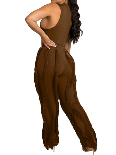 Image of EDITCOZY Women Sexy Two Piece Outfits Fringe Pants Set Tassel Club 2 Piece Sets Going Out Birthday Party Night