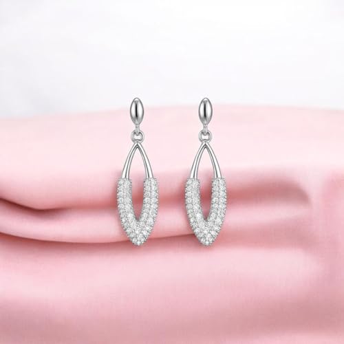 Image of Nilu's Collection Rose Gold Plated American Diamond Drop Earrings for Women And Girls | Anti-Tarnish | Anti-Allergy | Office Wear | Gift For Her