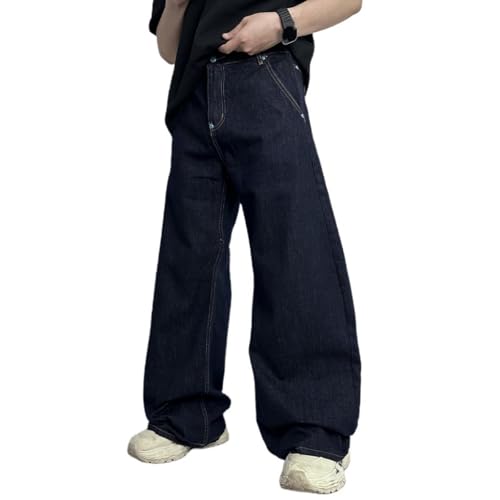 Vintage Baggy Jeans for Men Fashion Buttons Casual Wide Leg Denim Pants Streetwear
