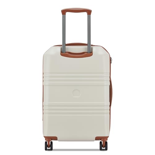 Image of DELSEY PARIS Paulette 58 cms Small Cabin ABS /Polycarbonate Hard Sided 8 Wheels and Expandable Spinner Suitcase /Trolley Bag for Travel with TSA Lock- Angora