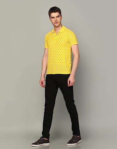 Image of INKKR Men's Printed Polo Neck Half Sleeve Multicolor T-Shirt