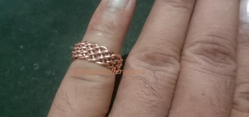 100% Pure Copper Braid ring Band for Men & Women Arthritis Pain Stackable Braied Unique Statement Handmade Woven Rings Jewelry,3