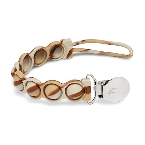 BooginHead PaciGrip Bubble Pop Sensory Silicone Universal Pacifier Clip, Latte Swirl Cover