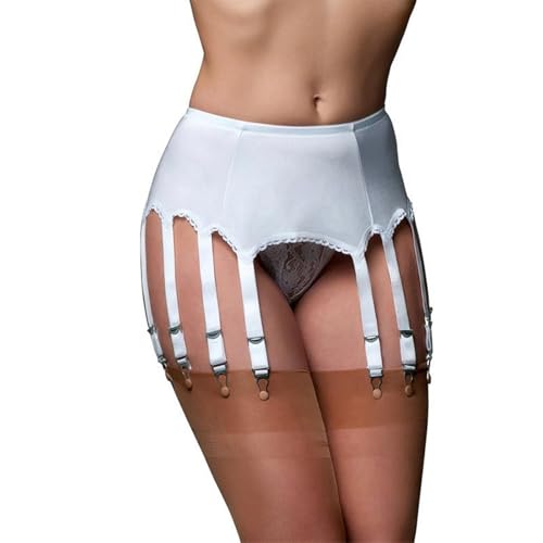 Wdbild Medias para mujer, liguero, cinturón con 10 correas de clip para medias de mujer (solo liguero), blanco, XXX-Large