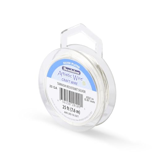 Artistic Wire, 20 Gauge Silver Plated Tarnish Resistant Colored Copper Craft Wire, Tarnish Resistant Silver, 25 ft