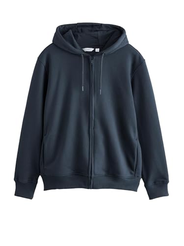 NEXT Hombres Sudadera con Capucha y Cremallera de Punto denso con Alto Contenido de algodón Azul Marino XS