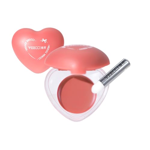VEECCI Pudding Lip & Cheek Multi-Use Cream - Heart-Shaped Lip Gloss - Natural Hydrating Glow Multi-Use Dewy Balm with a Long-Lasting and Smudge-Proof Formula (02Lively Girl)