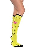 Chaussettes jaunes avec motif cœur et surpiqûres