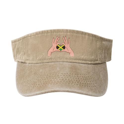 Holding Love in Your Hands Flag of Jamaica Sun Visor Hats for Women Men Adjustable Sports Sun Hats Cotton Golf Cap Natural
