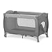 Hauck Sleep N Play Go Plus Portable Baby Travel Cot with Wheels, Mattress, Large Viewing Windows, and Side Exit for Babies and Toddlers, Gray