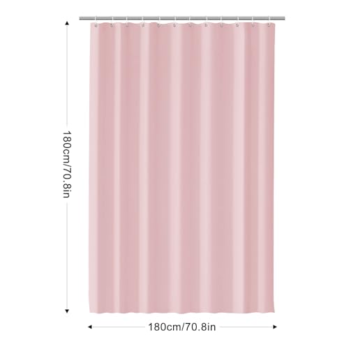 LUKDUNG 180x180 Badevorhang, Duschvorhang Anti-schimmel in Badezimmer, Vorhang für Badewanne Dusche aus Kunststoff Wasserdicht Waschbar, Waschbar PEVA Shower Curtain mit 12 Duschvorhangringe Rosa