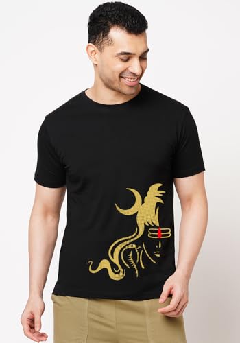 Image of Wear Your Opinion Men's S to 5XL Premium Combed Cotton Printed Half Sleeve T-Shirt (Design: Grunge Shiva)