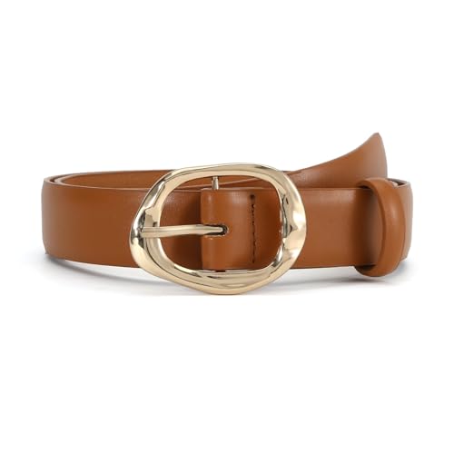 Women Belt for Jeans Pants Dresses Ladies Fashion Casual Faux Leather Waist Belt with Gold Buckle2