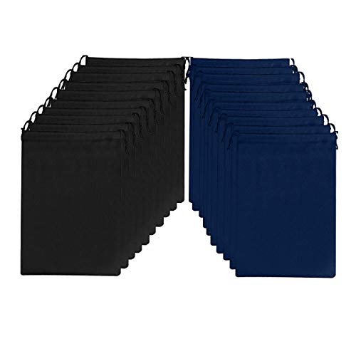 Preisvergleich Produktbild Biluer Schuhbeutel Mit Zugband,20PCS Schuhtasche Schuhsack Staubdicht Atmungsaktiv Aufbewahrungsbeutel Für Reise Und Zuhause Shoe Storage Bag 30x38cm (Schwarz Blau)