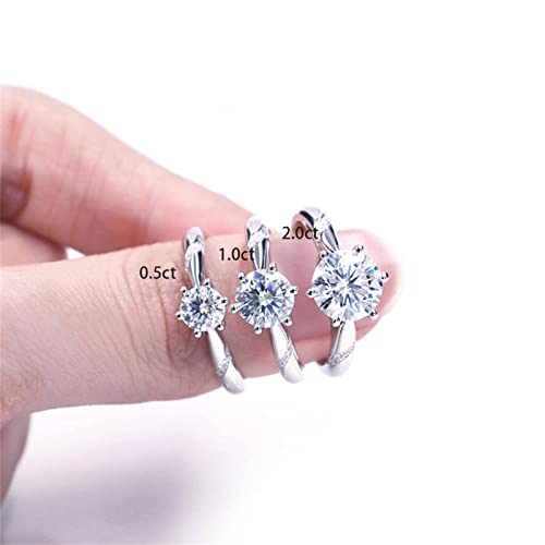 0.5 CT Round Moissanite Engagement Rings for Women 925 Silver Plated 18K White Gold Solitaire Band DEF Color VVS Clarity Moissanite Wedding band4
