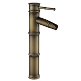 Hapilife Vessel Faucet Bathroom Sink Basin Mixer Single Hole Bamboo Design Brushed Bronze