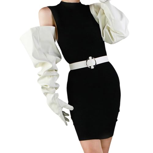Gants en cuir PU longs 85 cm manches bouffantes unisexe robe soirée
