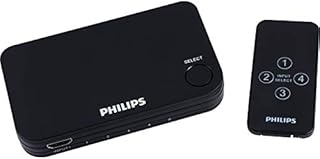 Philips 4 Device HDMI Switch, Wireless Remote, Use with 4K Smart TV Roku Xbox PS3 PS4 Fire Stick DVD Blu Ray Fire TV HDTV Cable Box PC, 4K 1080p 60 FPS, Ultra HD, HDCP 2.0, Black, SWV9484B/27