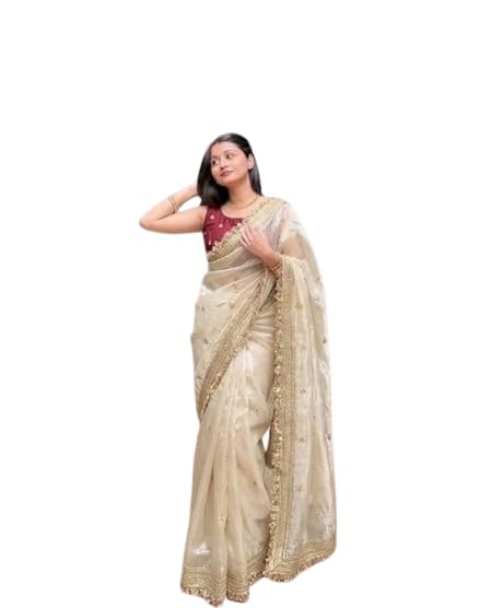 vragi Women's Soft Silk Dual Shade Saree with Embroidery Work & Lace Border With Contrast Embroidery Unstitched Blouse_(FSATTIN CREAM_E)-picture-55