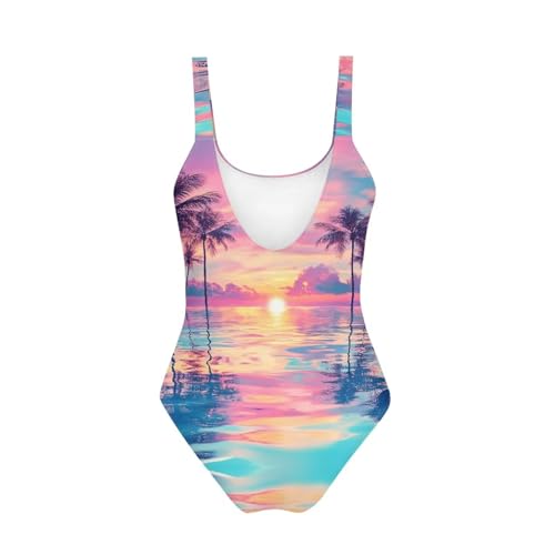 Image of Girls One Piece Swimsuit Beach Sport Athletic Bathing Suits Quick Dry Summer Hawaiian Swimwear for Teens Size 7-20