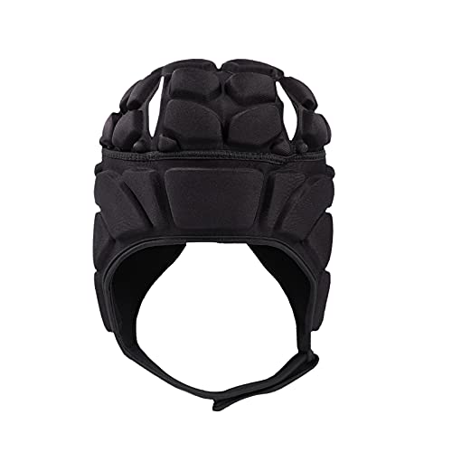 YJZQ Soft Rugby Headgear Crashproof Helmet Hat Baseball Soccer Scrum Cap Head Protection Wear Football Headguard Protective Gear for Adults Black - Image 2