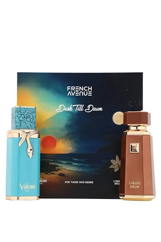 French Avenue Dusk Till Dawn Combo Pack Eau De Parfum(EDP) - Perfume Gift Set For Men 2 Bottles - Liquid Brun Vulcan Feu